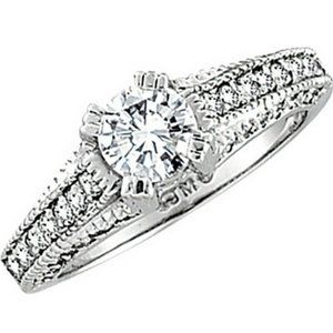 1.20 Carat Natural Diamond Ring Antique Look H SI 18K White Gold